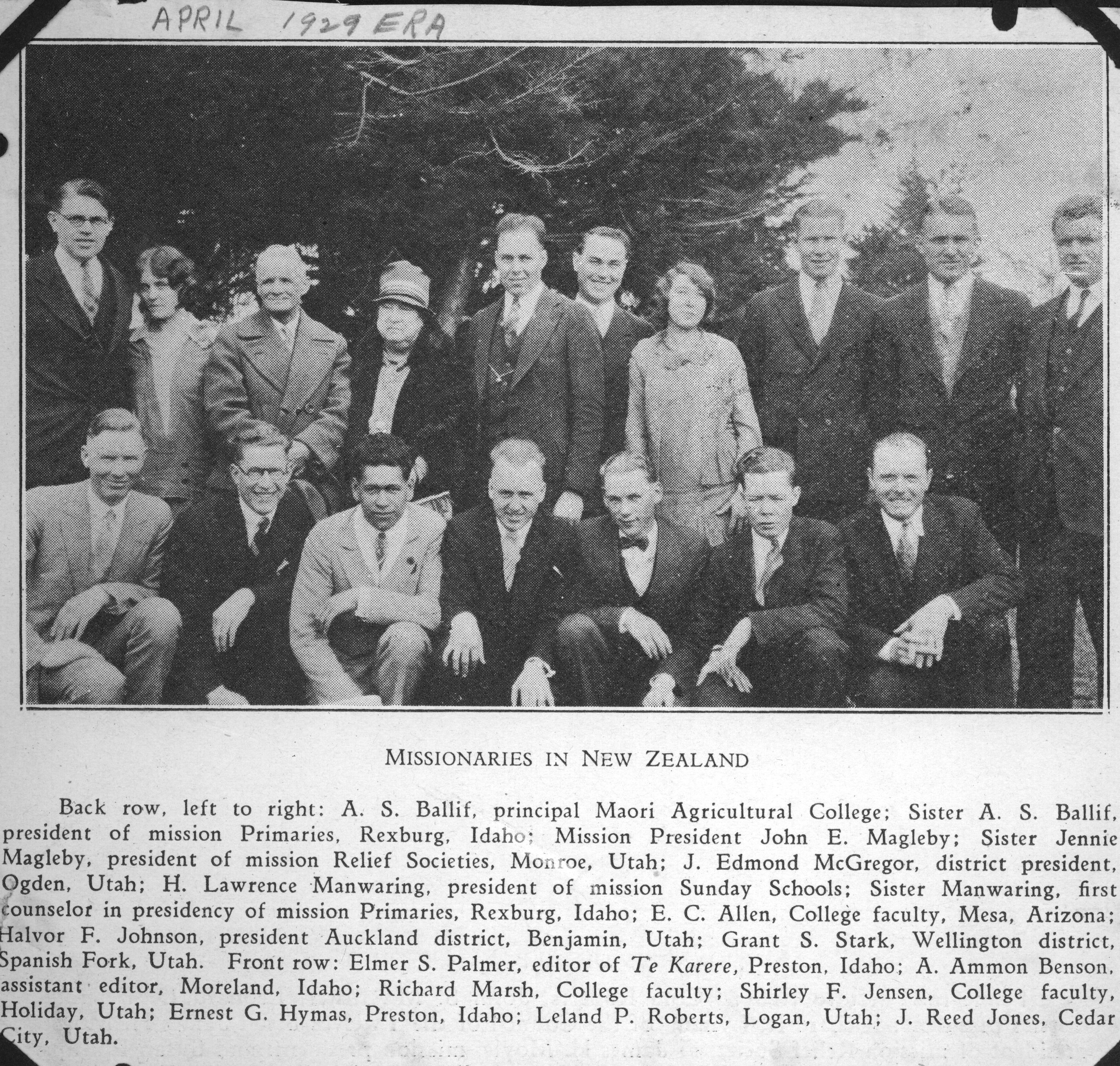 April 1929 Era article: Missionaries in New Zealand